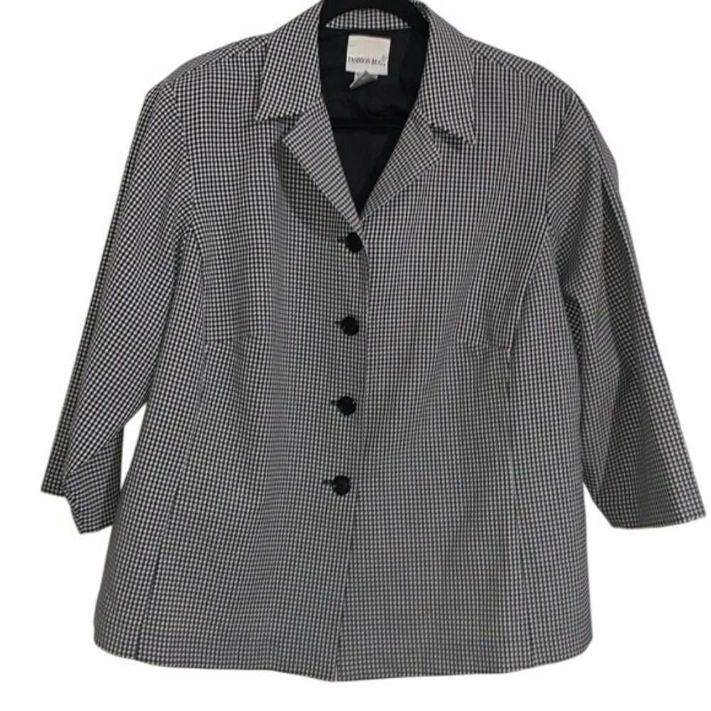 Fashion Bug Womens Black & White Houndstooth Jacket Size 18/20W Polyester